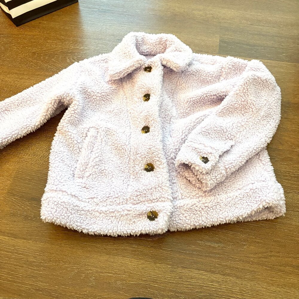 Fleece fuzzy girls jacket lilac size 12 sherpa